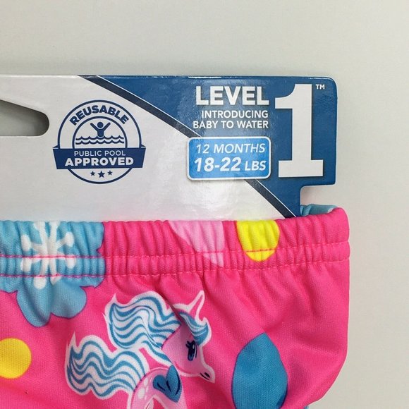 Swimschool Reusable Swim Diaper UPF 50 Level 1 18-22 lbs 12 Months Swim Pink New - Picture 3 of 12
